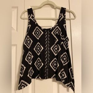 Billabong Black and White Diamond Tribal Pattern Tank Top